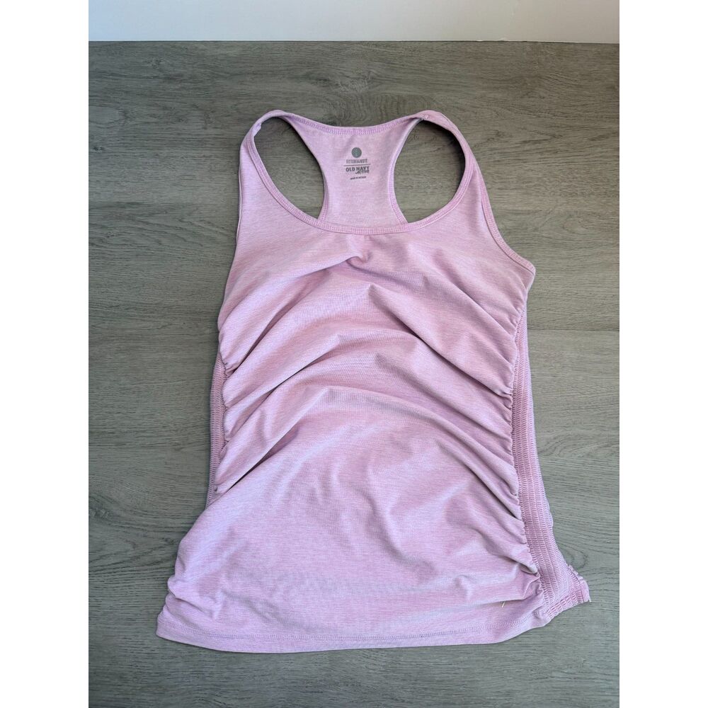 Lot of 2 Old Navy Active Ruched Dance Flattering Side Cinch Tank Tops Size L